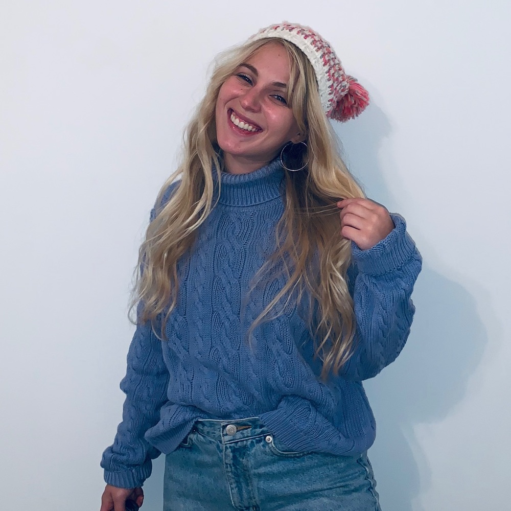 periwinkle turtleneck pullover